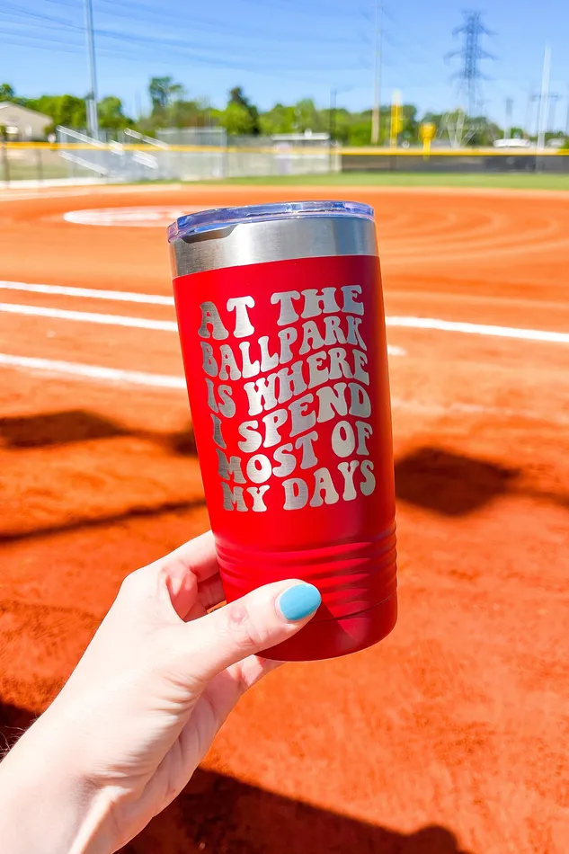 20oz At The Ballpark Mama Baseball Tumbler JL Franklins Earrings