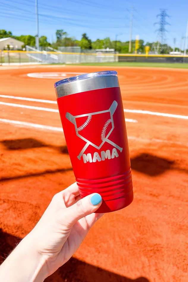 20oz At The Ballpark Mama Baseball Tumbler JL Franklins Earrings 20oz At The Ballpark Mama Baseball Tumbler JL Franklins Earrings