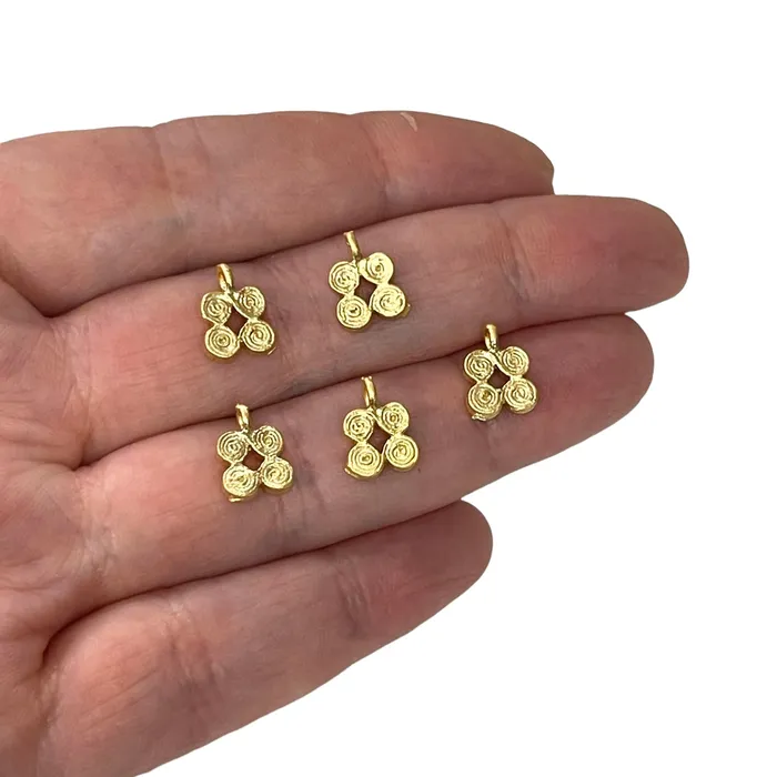 24Kt Matte Gold Plated Authentic Charms 5 pcs in a pack Peppy Beads Earrings