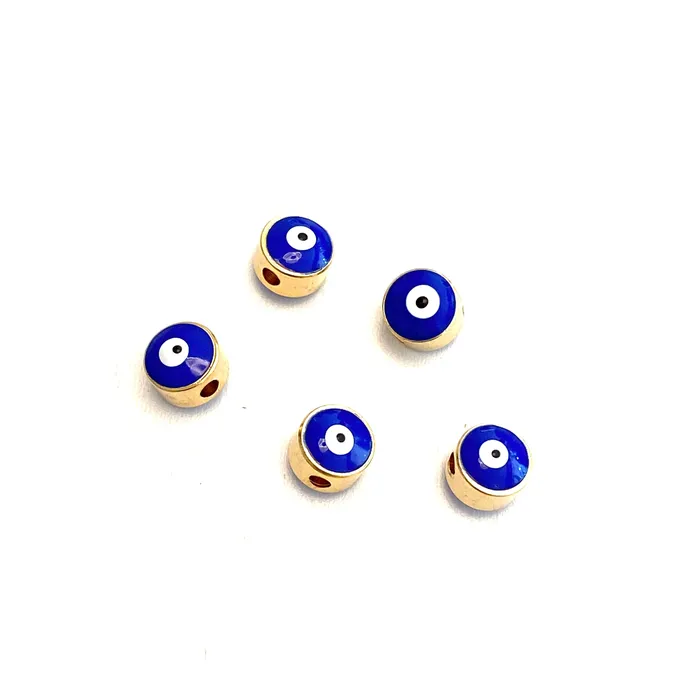 7mm 24K Gold Plated Evil Eye Beads 7mm 24K Gold Plated Evil Eye Spacers 5 Pcs in a Pack Peppy Beads Necklaces 7mm 24K Gold Plated Evil Eye Beads 7mm 24K Gold Plated Evil Eye Spacers 5 Pcs in a Pack Peppy Beads Necklaces