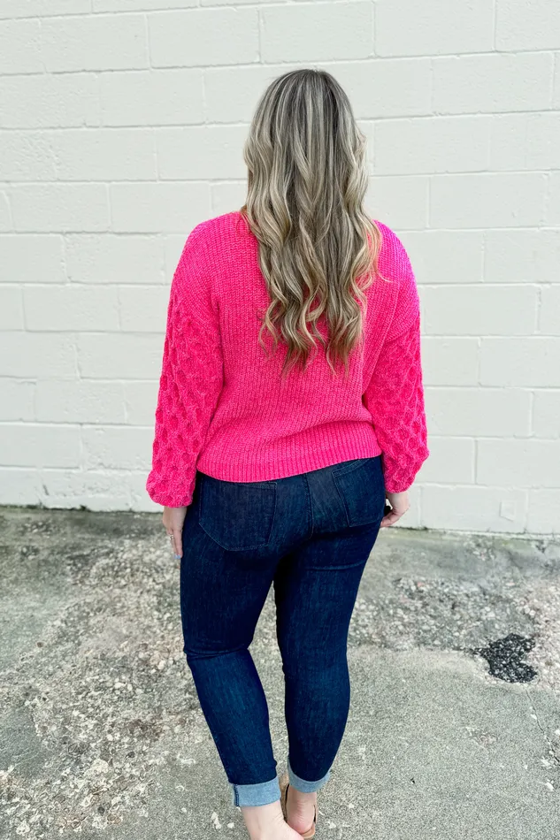 Adora Necklaces Nice and Cuddly Sweater Top Hot Pink