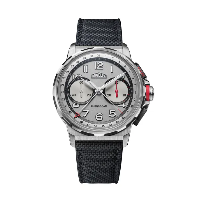 Angelus Chronodate Titanium White Watch Angelus Earrings