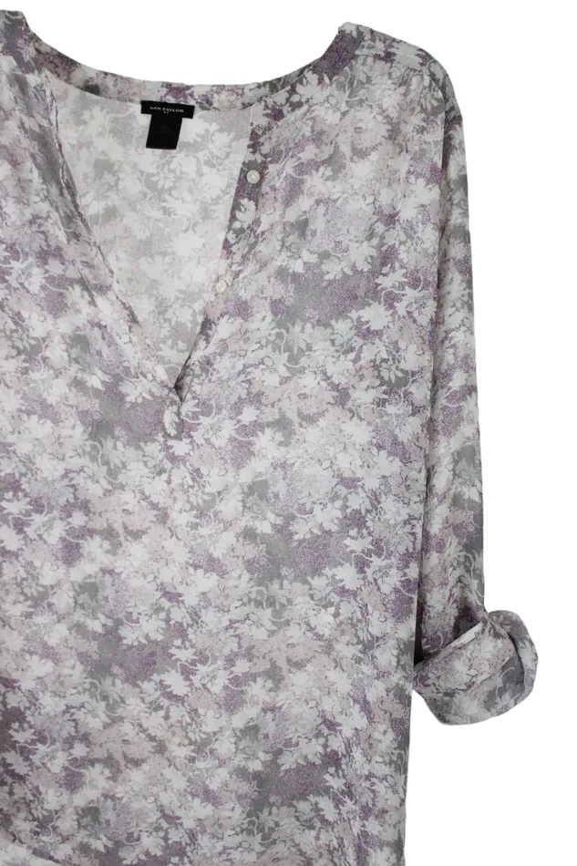 Ann Taylor Purple Blouse M Ann Taylor LOFT Earrings