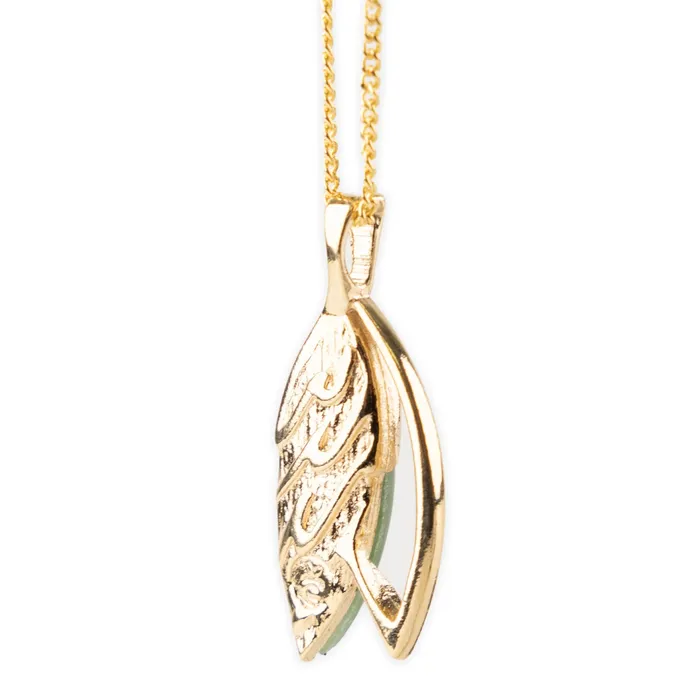 Ariki 22K Gold Nephrite Jade Split Tear Laurel Leaf Pendant ARIKINEWZEALAND Necklaces