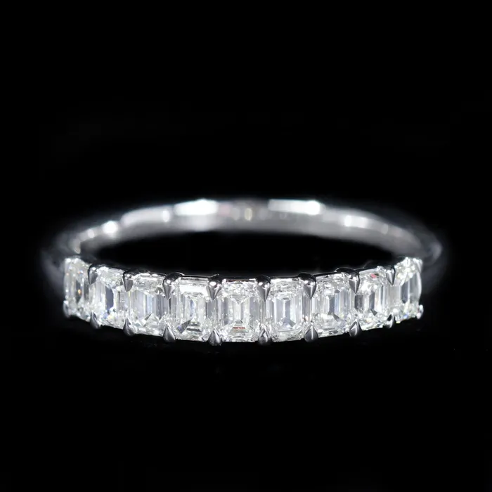 BR Designs Rings 14K White Gold 090 CTW Emerald Cut Diamond Band