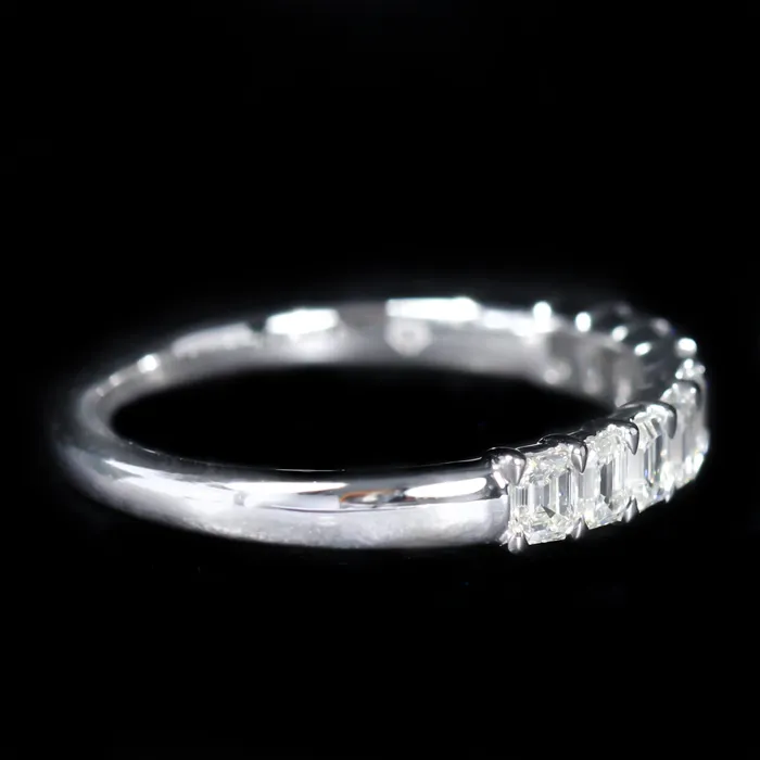 BR Designs Rings 14K White Gold 090 CTW Emerald Cut Diamond Band