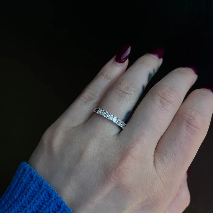 BR Designs Rings 14K White Gold 090 CTW Emerald Cut Diamond Band