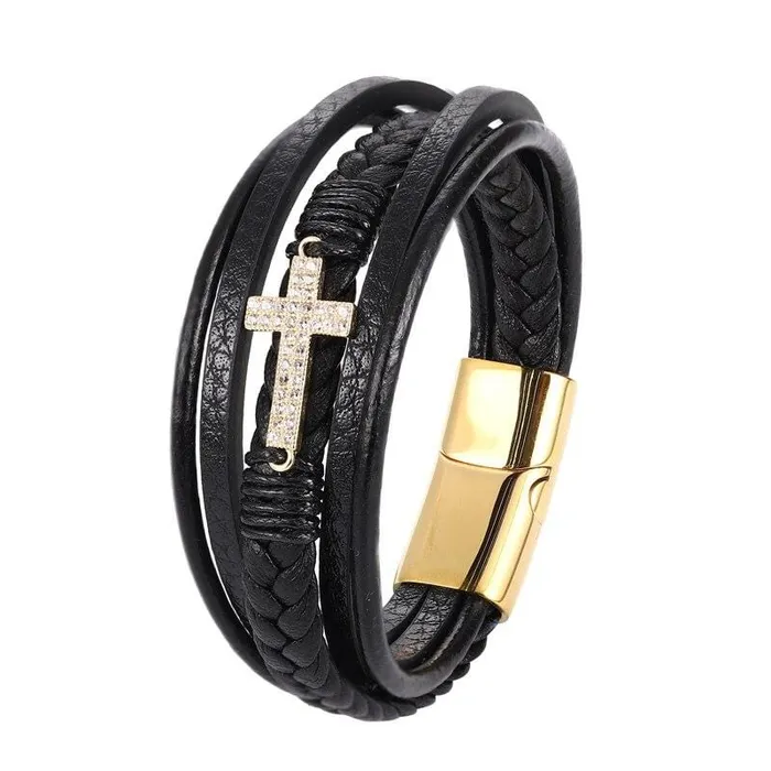 Bracelets Lords Guidance Mens Cross Bracelet br Diamond
