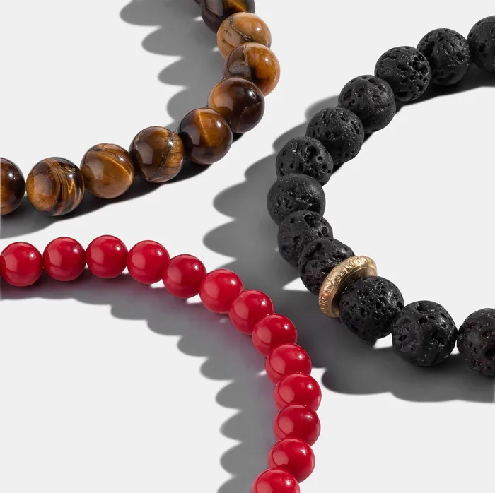 Bracelets Mens Coral Beaded Bracelet RACHEL LYNN CHICAGO