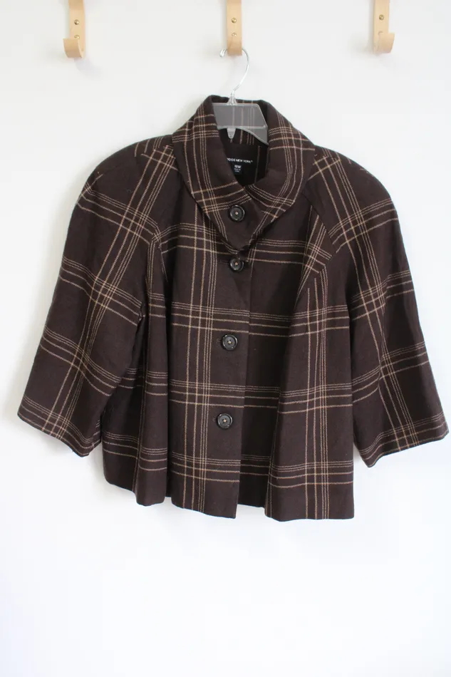 Briggs New York Earrings Briggs New York Button Down Brown Plaid Jacket XL