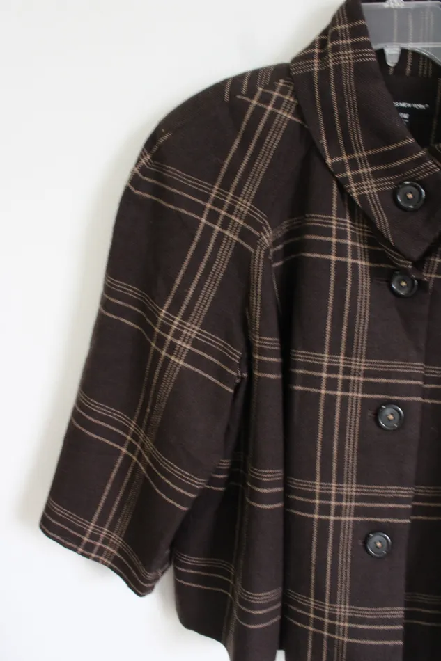 Briggs New York Earrings Briggs New York Button Down Brown Plaid Jacket XL