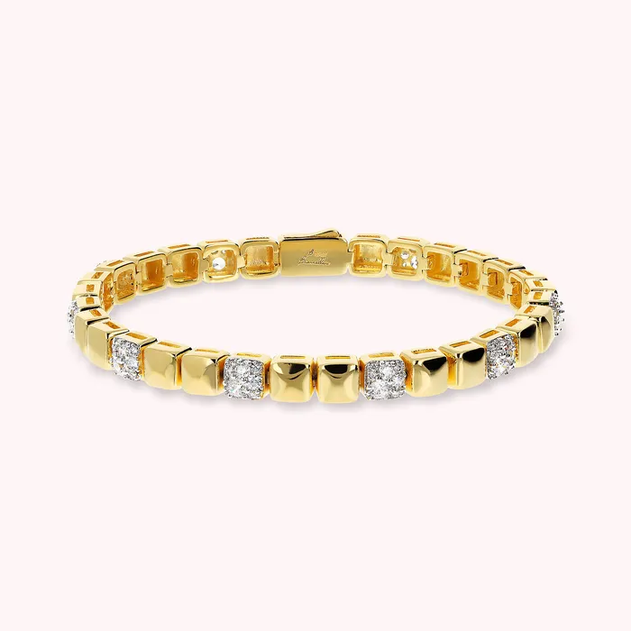 Bronzallure Earrings Bracciale Golden con Elementi Quadrati Lucidi e in Pav di Cubic Zirconia Bronzallure Earrings Bracciale Golden con Elementi Quadrati Lucidi e in Pav di Cubic Zirconia