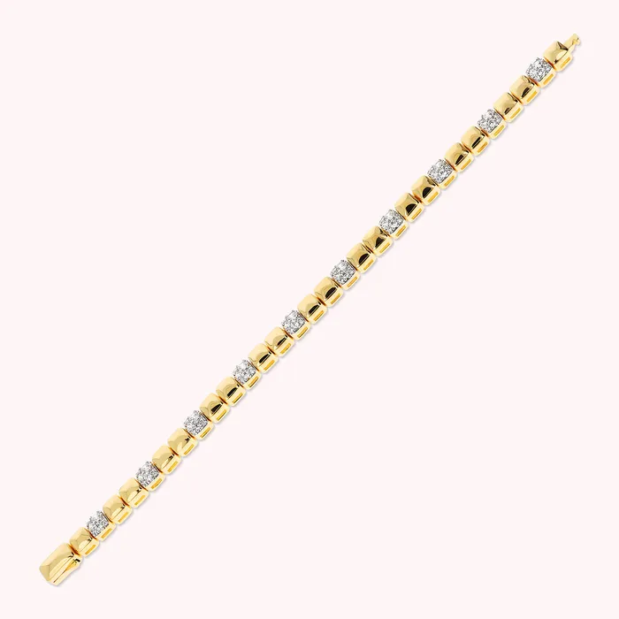 Bronzallure Earrings Bracciale Golden con Elementi Quadrati Lucidi e in Pav di Cubic Zirconia