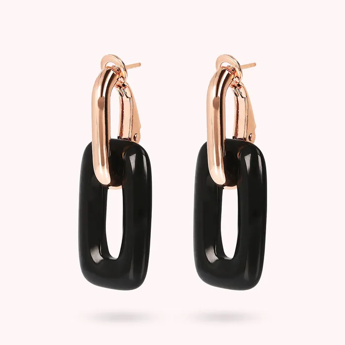 Bronzallure Earrings Orecchini Pendenti Maglie Rettangolari in Pietra Naturale Bronzallure Earrings Orecchini Pendenti Maglie Rettangolari in Pietra Naturale