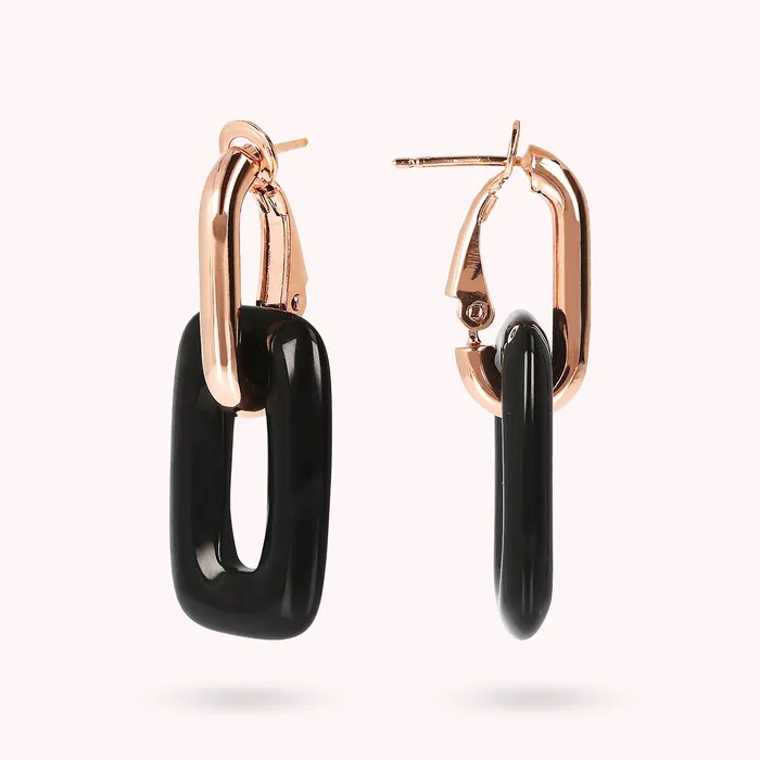 Bronzallure Earrings Orecchini Pendenti Maglie Rettangolari in Pietra Naturale