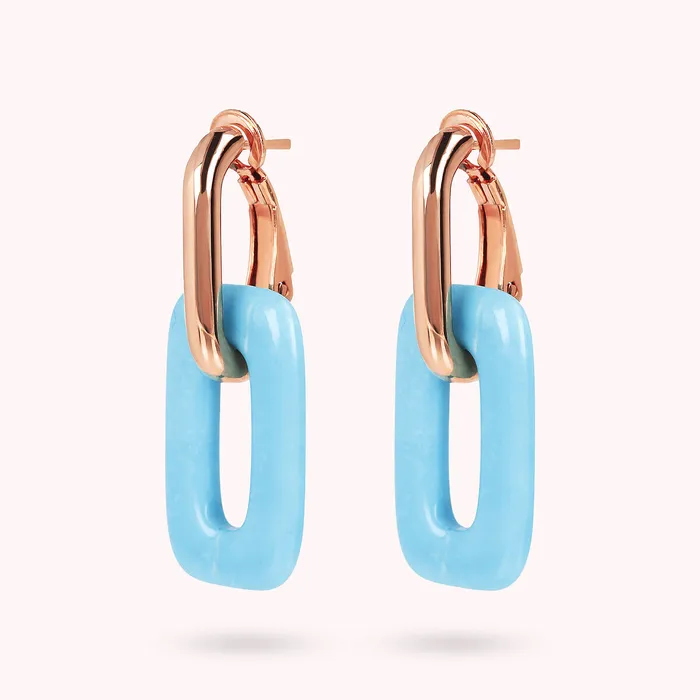 Bronzallure Earrings Orecchini Pendenti Maglie Rettangolari in Pietra Naturale