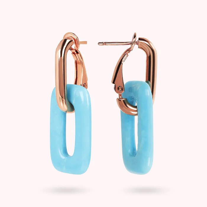 Bronzallure Earrings Orecchini Pendenti Maglie Rettangolari in Pietra Naturale