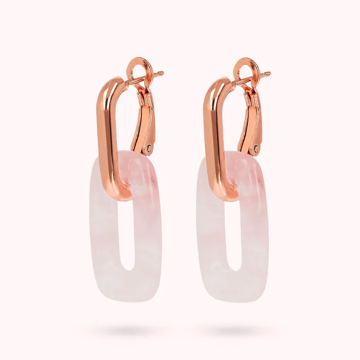 Bronzallure Earrings Orecchini Pendenti Maglie Rettangolari in Pietra Naturale