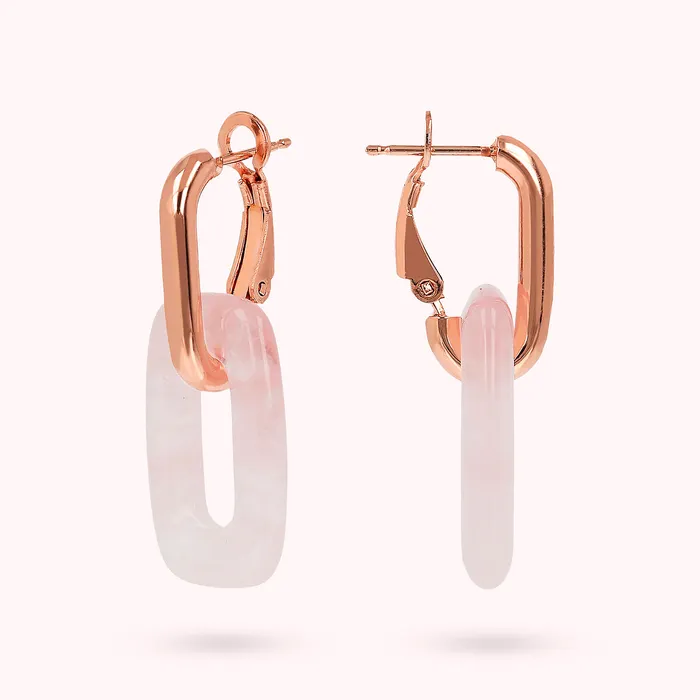 Bronzallure Earrings Orecchini Pendenti Maglie Rettangolari in Pietra Naturale
