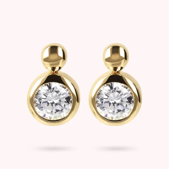 Bronzallure Orecchini a Lobo Golden con Punto Luce in Cubic Zirconia Earrings Bronzallure Orecchini a Lobo Golden con Punto Luce in Cubic Zirconia Earrings