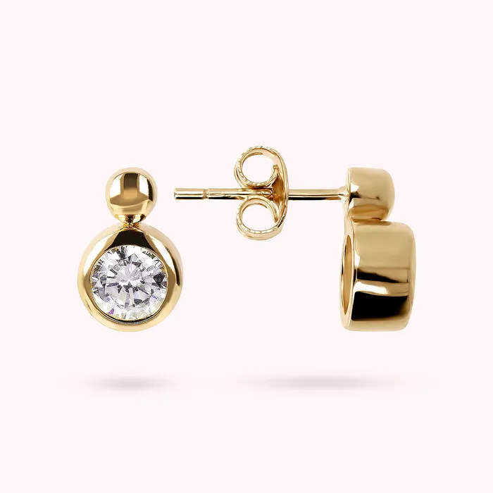 Bronzallure Orecchini a Lobo Golden con Punto Luce in Cubic Zirconia Earrings