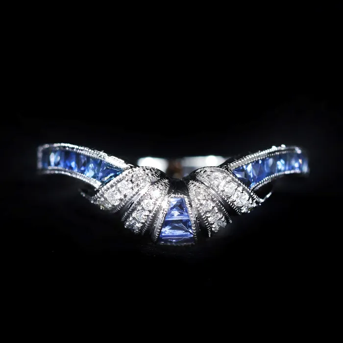 Carl Blackburn Fine Jewelry Rings Platinum 071 CTW Sapphire and Diamond Contour Band Carl Blackburn Fine Jewelry Rings Platinum 071 CTW Sapphire and Diamond Contour Band