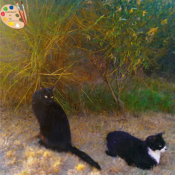 Cat Portrait Digital Painting Portraits by NC Necklaces
