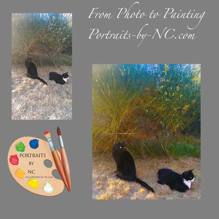 Cat Portrait Digital Painting Portraits by NC Necklaces
