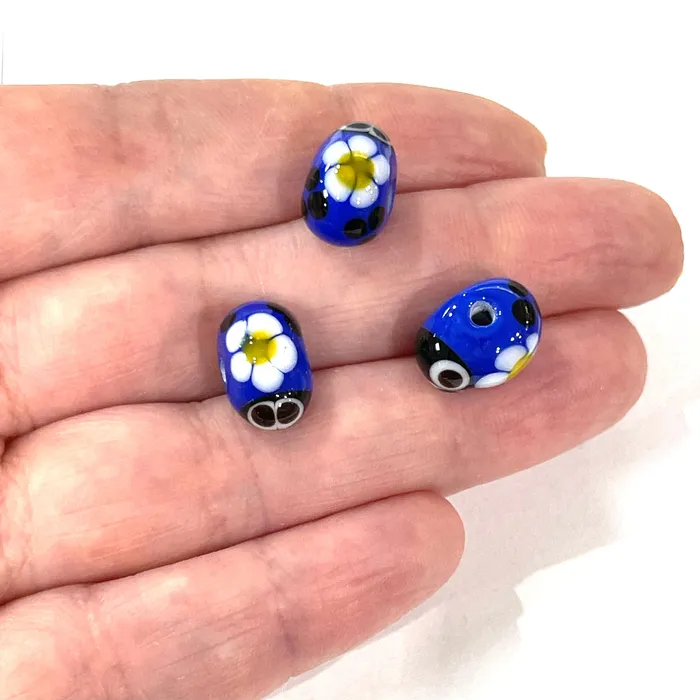 Charm Necklaces Peppy Beads Hand Made Murano Glass Ladybird Charm
