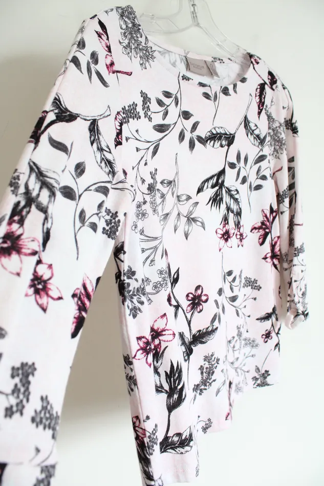 Chicos Necklaces Chicos Easywear Light Pink Floral Knit Long Sleeved Top 0 SM Chicos Necklaces Chicos Easywear Light Pink Floral Knit Long Sleeved Top 0 SM