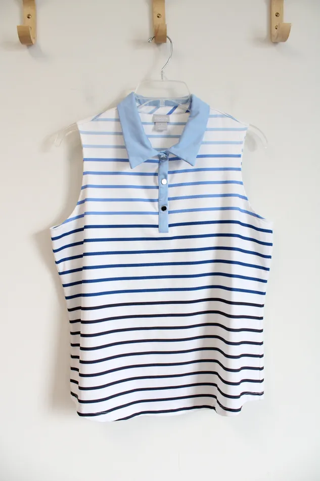 Chicos Rings Chicos Blue Striped Sleeveless Zenergy Top 1 M