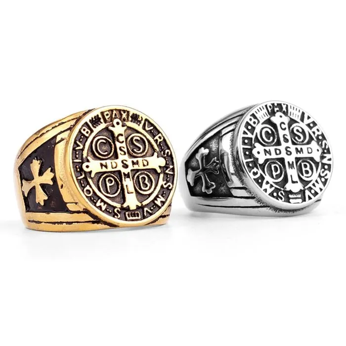 Christian Ring br St Benedict Signet Ring Lords Guidance Rings