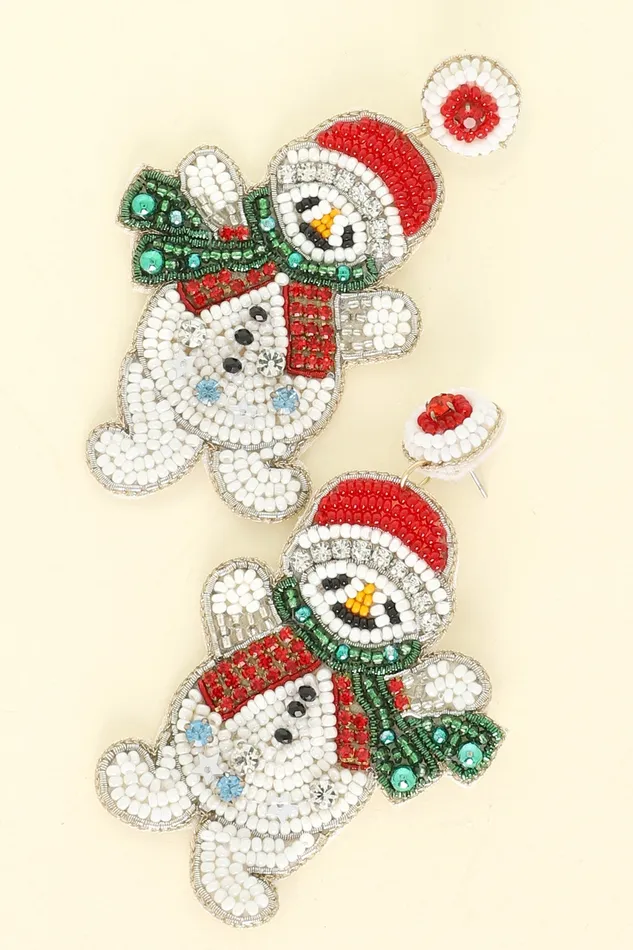 CHRISTMAS SCARFED SNOWMAN POST EARRINGS Something Special LA Earrings