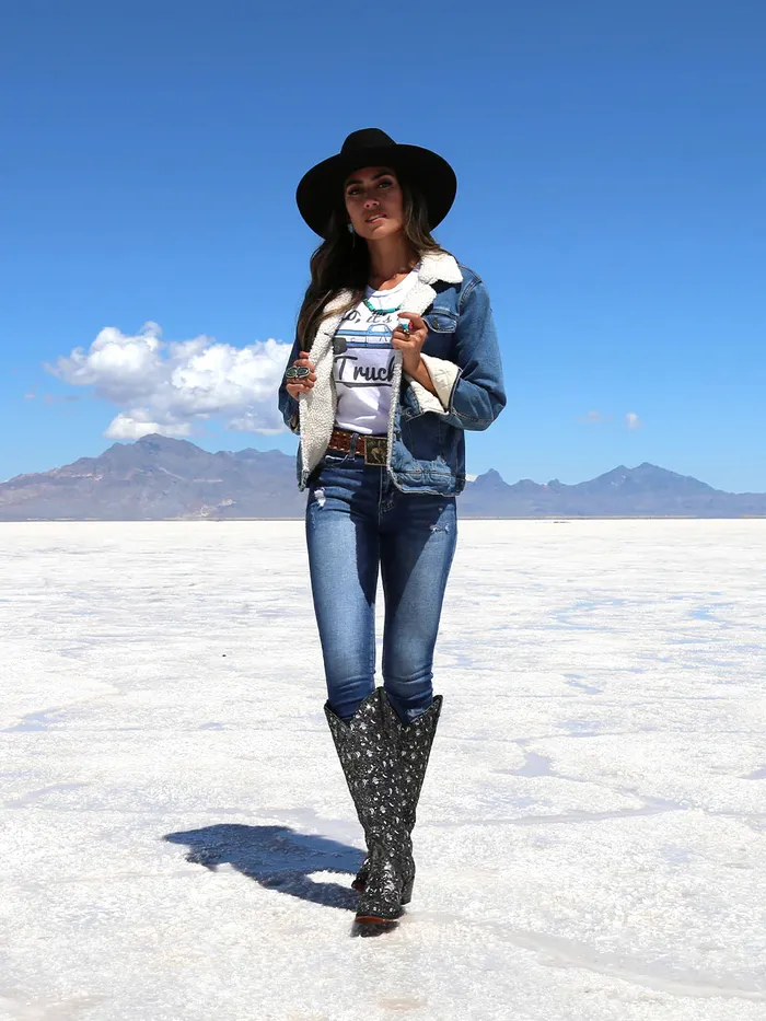 CORRAL Rings CORRAL WOMENS BLACK GLITTER OVERLAY EMBROIDERY TRIAD TALL TOP WESTERN BOOT C4049 CORRAL Rings CORRAL WOMENS BLACK GLITTER OVERLAY EMBROIDERY TRIAD TALL TOP WESTERN BOOT C4049