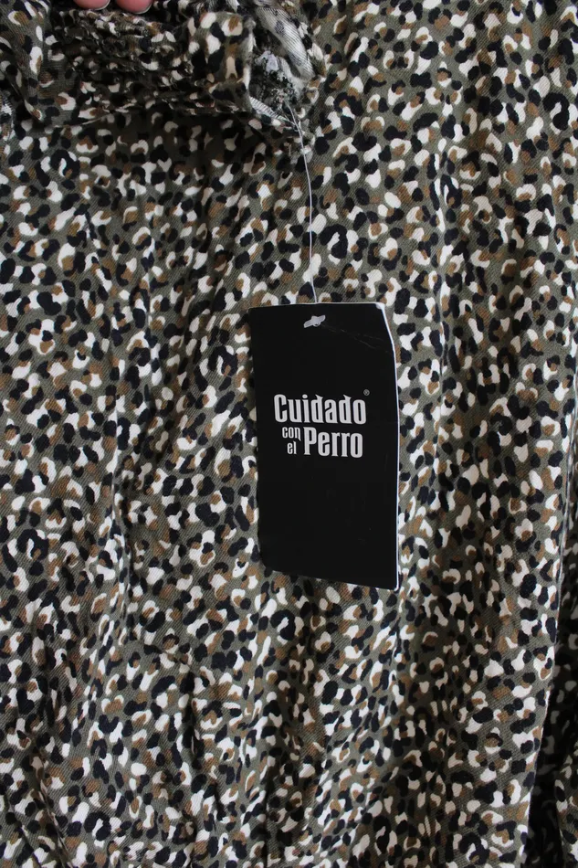 Cuidado Con El Perro Earrings NEW Cuidado Con El Perro Green Patterned Crop Blouse XL
