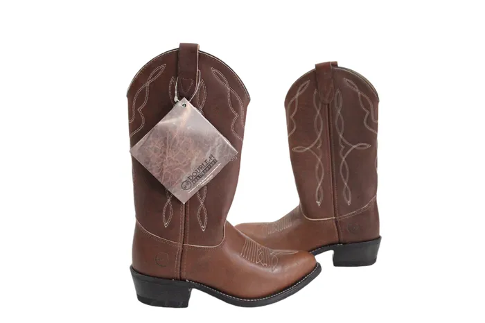 DoubleH Rings NEW DoubleH Boot Company Brown Leather Cowboy Boot Mens 7