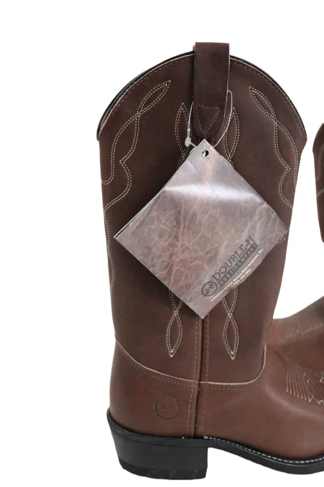 DoubleH Rings NEW DoubleH Boot Company Brown Leather Cowboy Boot Mens 7