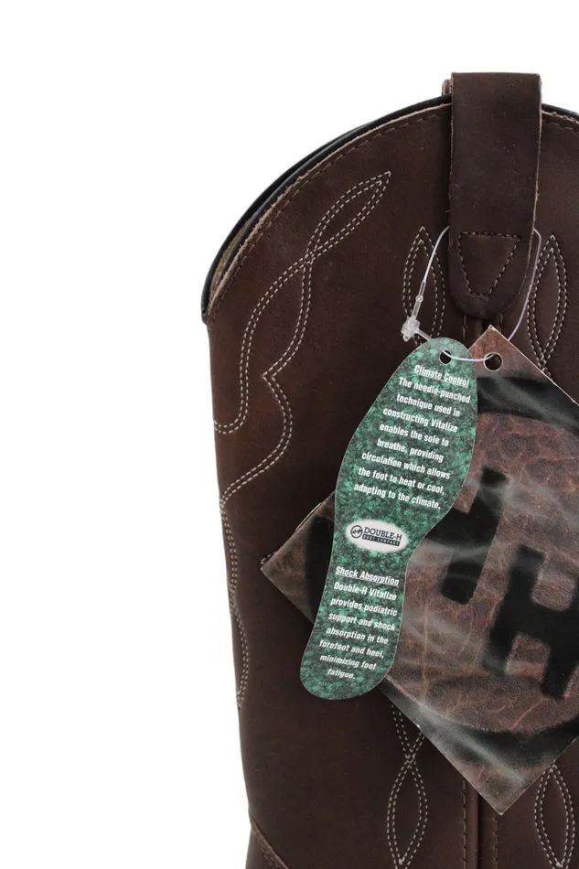 DoubleH Rings NEW DoubleH Boot Company Brown Leather Cowboy Boot Mens 7