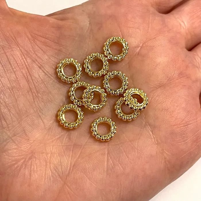 Earrings 24Kt Gold Plated 10mm Spacers 10 pcs in a pack Peppy Beads