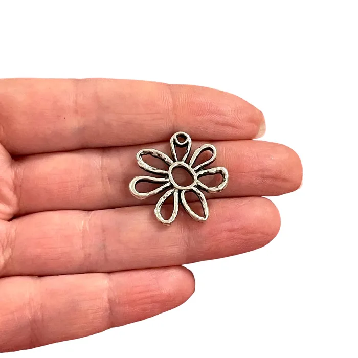 Earrings Peppy Beads Antique Silver Plated Flower Charms Silver Flower Charms 2 pcs in a pack Earrings Peppy Beads Antique Silver Plated Flower Charms Silver Flower Charms 2 pcs in a pack