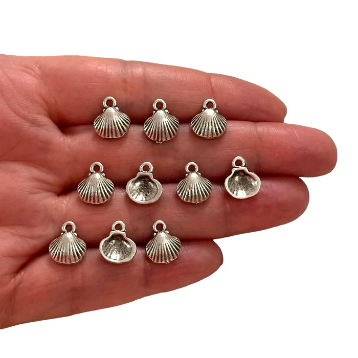 Earrings Peppy Beads Antique Silver Plated Oyster Charms Silver Under the Sea Charms 10 pcs in a pack Earrings Peppy Beads Antique Silver Plated Oyster Charms Silver Under the Sea Charms 10 pcs in a pack
