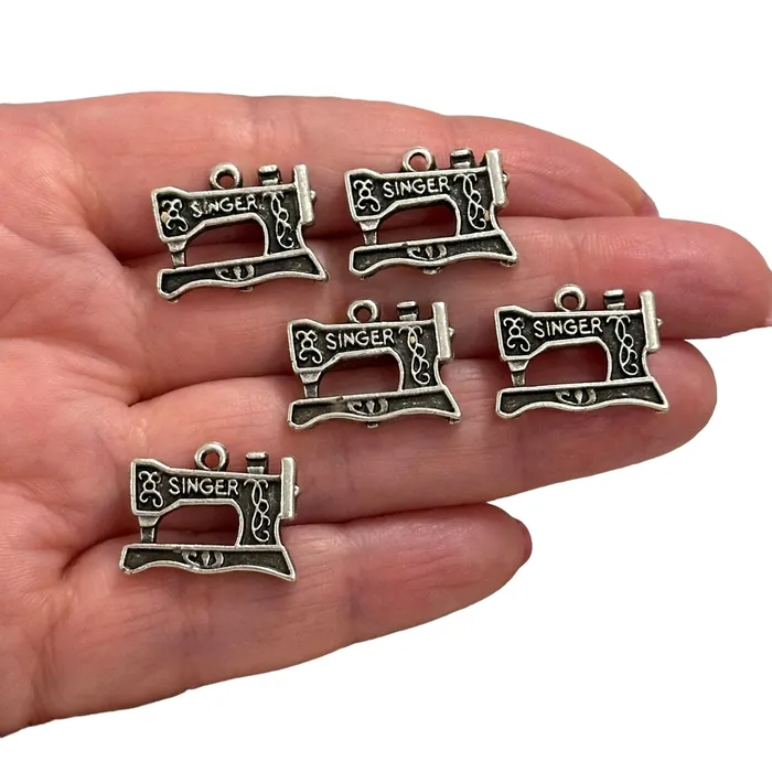 Earrings Peppy Beads Antique Silver Plated Sewing Machine Charms Silver Sewing Charms 5 pcs in a pack Earrings Peppy Beads Antique Silver Plated Sewing Machine Charms Silver Sewing Charms 5 pcs in a pack