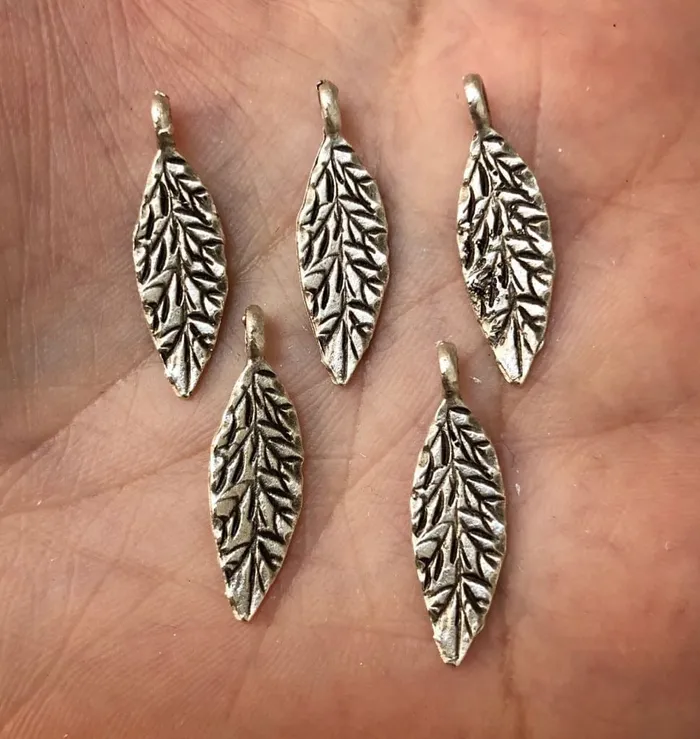 Earrings Peppy Beads Antique Silver Plated Tiny Leaf Charms 5 pieces in a pack Earrings Peppy Beads Antique Silver Plated Tiny Leaf Charms 5 pieces in a pack