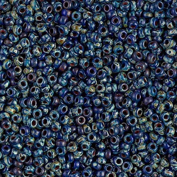Earrings Peppy Beads Miyuki Seed Beads 60 Picasso Opaque Cobalt 4518