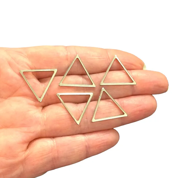 Earrings Rhodium Plated 20mm Triangle Charms Rhodium Triangle Connector Charms 10 pcs in a pack Peppy Beads Earrings Rhodium Plated 20mm Triangle Charms Rhodium Triangle Connector Charms 10 pcs in a pack Peppy Beads