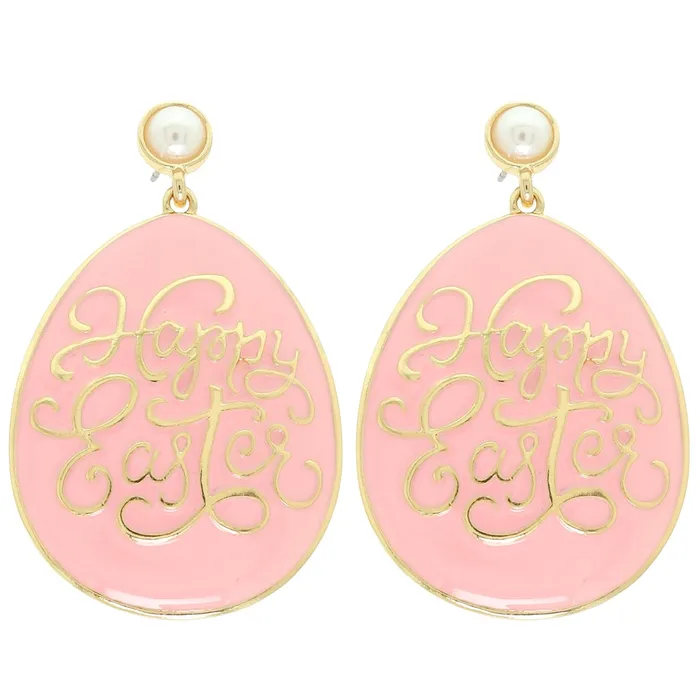 Earrings Something Special LA HAPPY EASTER EGG POST DANGLE EARRINGS Pink