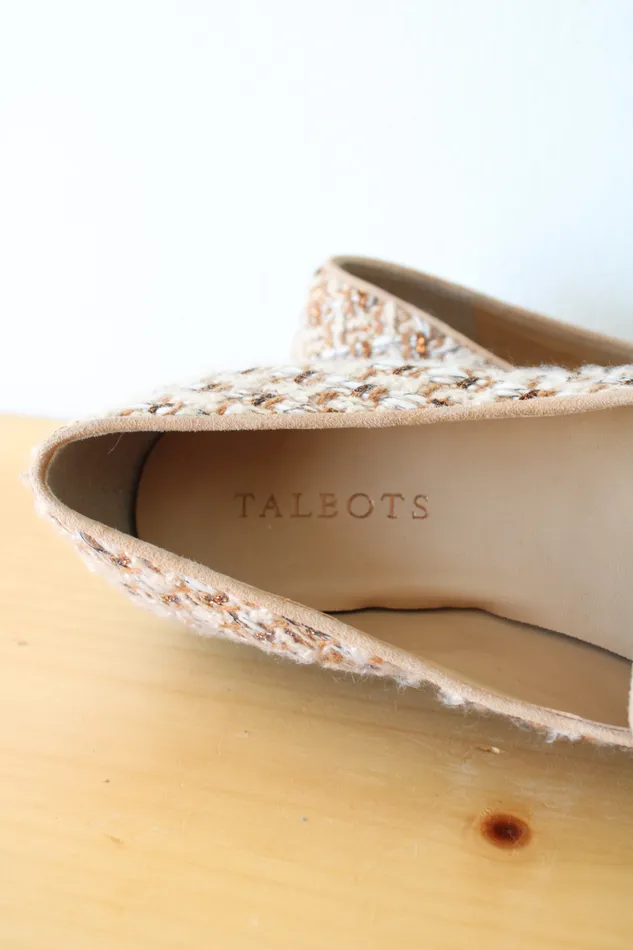Earrings Talbots Leighton Chain Metallic Boucle Loafers in Cafe Ivory Gold Talbots
