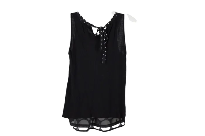 Elle Elle Black White Polka Dot Tank XS Rings