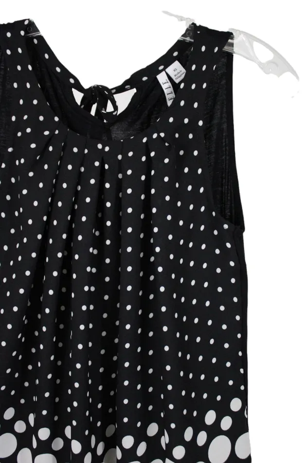 Elle Elle Black White Polka Dot Tank XS Rings