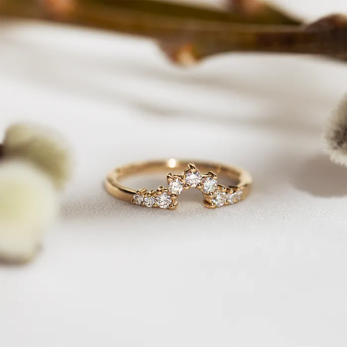Emu Curved Diamond Ring Earth Mined Consider Bridal Rings